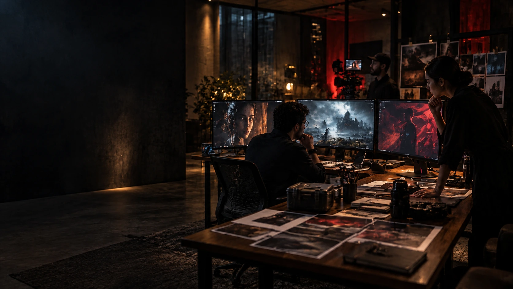 Creative studio operators evaluating cinematic footage
