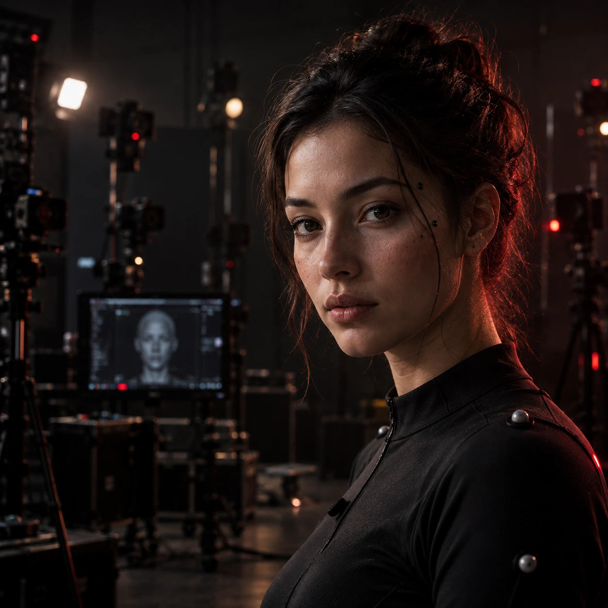 Lifelike photorealistic digital human character in cinematic lighting